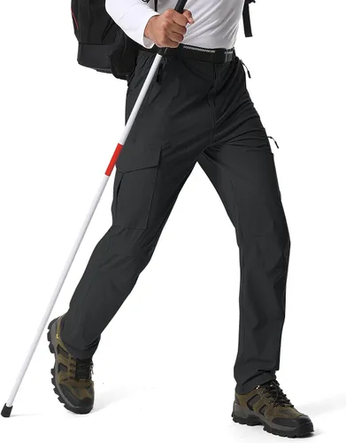 Vista 18 de Pantalones de senderismo para hombre, ligeros, transpirables, con 6 bolsillos, para verano, casual, de secado rápido, impermeables, pantalones