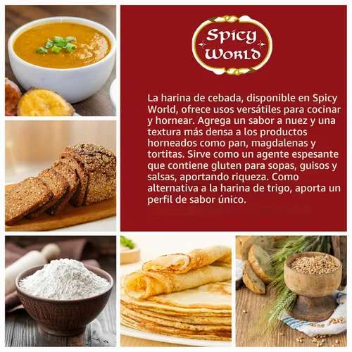 Vista 5 de Spicy World Harina de cebada – Bolsa de 4 libras (64 onzas) Totalmente natural, cruda, cultivada en Estados Unidos Grano de cebada versátil