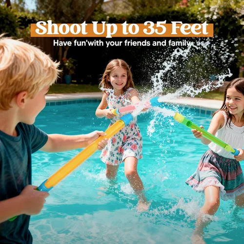 Vista 3 de Sloosh 24 pistolas de agua para niños, para verano, piscina, playa, arena, actividades acuáticas al aire libre, juguetes de lucha, 16.5 pulgadas