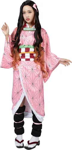 Vista 5 de Cosfun Nezuko Kamado Cosplay Kimono con accesorios de bambú mp005091