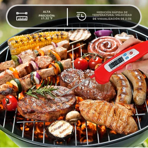 Vista 3 de Termómetro digital para carne, 6 piezas, plegable, de lectura instantánea, termómetro de alimentos, impermeable, sonda digital de alimentos con imán