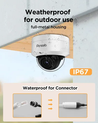 Vista 4 de Sistema de cámara de seguridad PoE de 5MP para exteriores con disco duro de 2 TB, PD54A0408-5M2-1