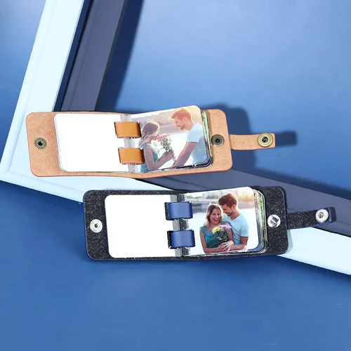 Vista 3 de Llavero personalizado con imagen, álbum de fotos personalizado, llavero de cuero grabado, regalo para parejas y familia