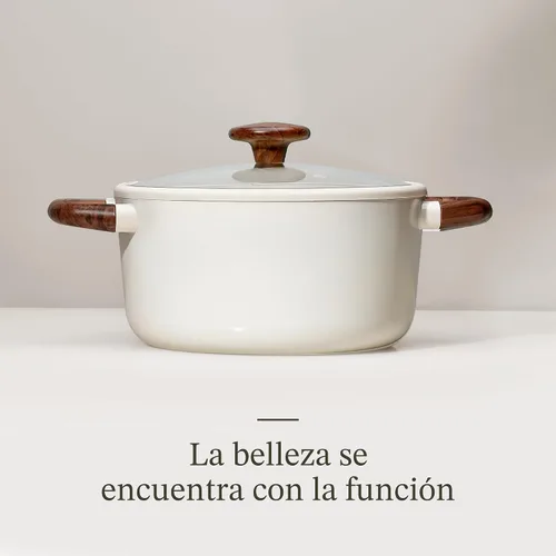 Vista 5 de CAROTE Olla de 5 cuartos de galón antiadherente con tapa, cacerola de 5 cuartos con cuchara, olla de calentamiento uniforme, se adapta a todas
