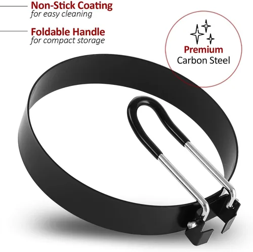 Vista 7 de Anillos de acero inoxidable para cocinar huevos, molde para freír panqueques, huevos y tortillas, 4