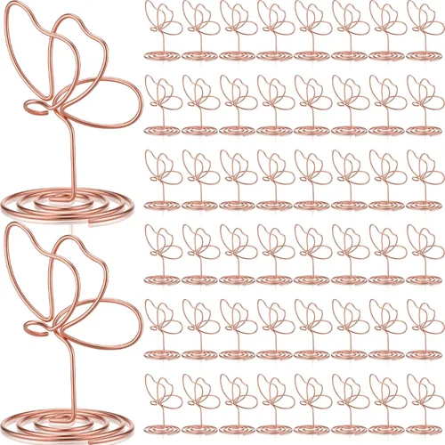 Vista 10 de SiliFine 24 Piezas Soportes de Fotos de Mariposa Dorada Clips de Fotos Numeración de Mesa 1.96 x 1.45'' Decoración de Mariposa Soporte para Tarjetas