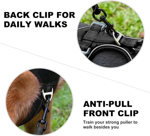 Vista 3 de Plutus Pet Arnés para perro sin tirones, se libera en el cuello, acolchado suave, arnés reflectante ajustable para perros pequeños, medianos