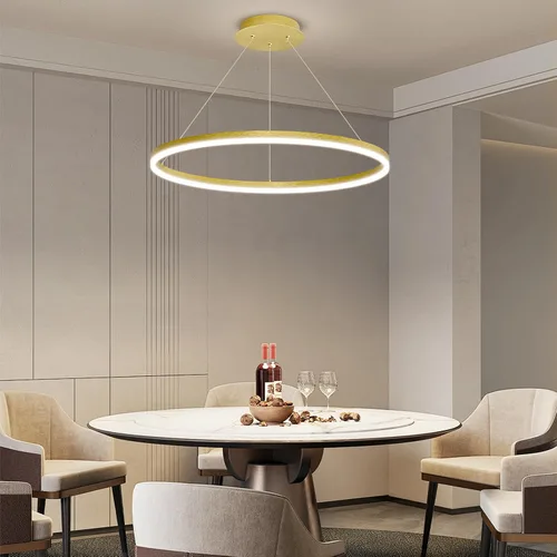 Vista 6 de Mikeru Lámpara LED moderna, lámpara colgante de techo con control remoto de 3000 a 6500 K, luz de temperatura de color ajustable para sala de estar
