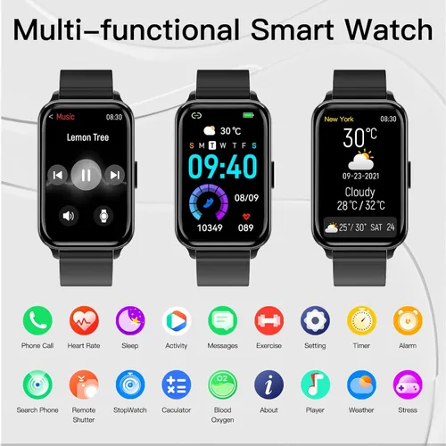 Vista 2 de Smart Watch Fitness Tracker Make/Answer Calls for Women Men with Heart Rate Blood Oxygen Sleep Monitor Sports Modes Step Calorie Counter IP68