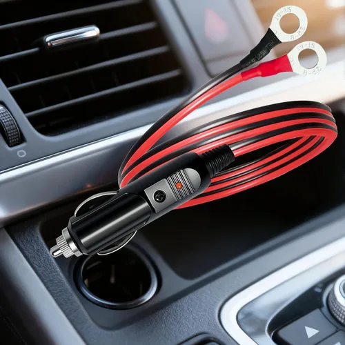 Vista 4 de Cable adaptador de encendedor de cigarrillos macho de 15 A, 12 V, 24 V, resistente, 14 AWG, cable de extensión para encendedor de cigarrillos