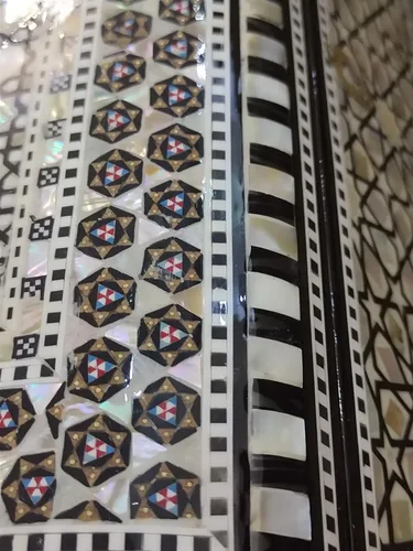 Vista 7 de Joyero de madera con incrustaciones de madre perla egipcia, hecho a mano (11 x 7.2 x 5.2 pulgadas M07)