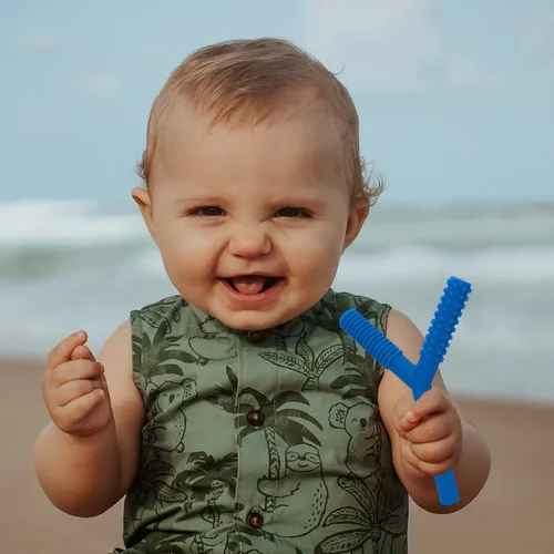 Vista 21 de Tubos de dentición huecos para bebés, niñas y niños, paquete de 6 tubos de silicona para bebés con mordida de lactancia, pajitas masticables