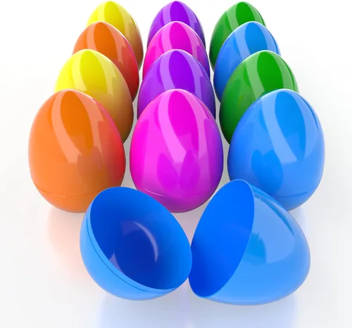 Vista 10 de The Dreidel Company Huevos de Pascua archivables jumbo de 6 pulgadas, paquete de 6 huevos de Pascua de plástico brillante coloridos, se mantienen