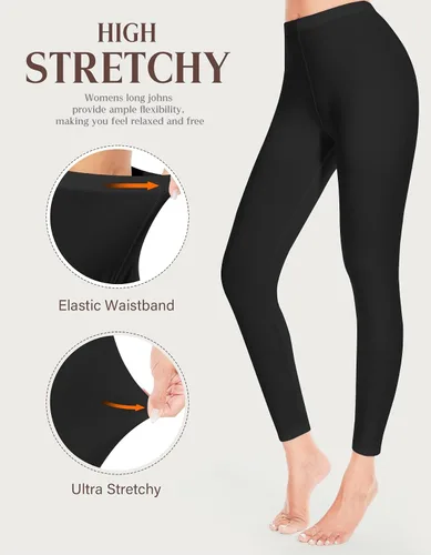 Vista 5 de YADIFEN Conjunto de ropa interior térmica para mujer, pantalones largos para mujer, capa base con forro polar, ropa interior larga, parte superior