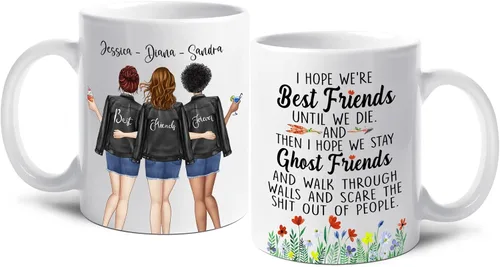 Vista 15 de Taza de café personalizada con texto en inglés "We Be Friends Untill Are Old Mug", taza de café de la amistad para los mejores amigos, taza