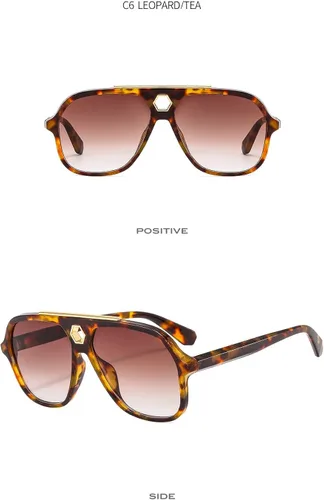 Vista 4 de ZLJSHIHOI Gafas de sol vintage retro de los años 70 para mujeres y hombres marco de aviador cuadrado grande UV400 de moda