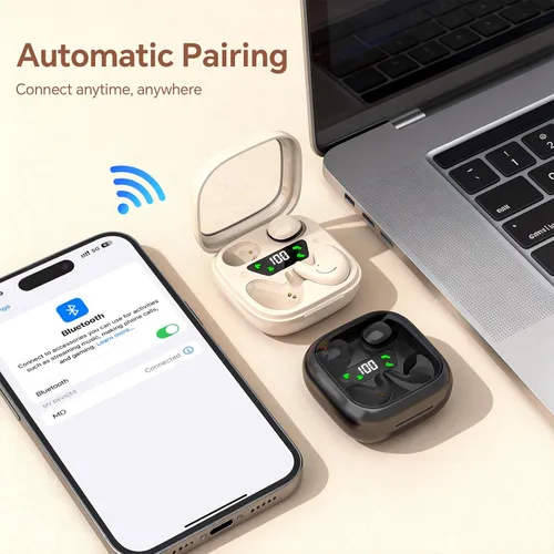 Vista 5 de Xmenha Flat Sleep - Mini auriculares invisibles pequeños y diminutos inalámbricos Bluetooth auriculares para dormir, audífonos micro más pequeños