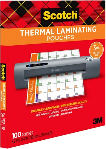 Vista 10 de Bolsas de laminación térmica Scotch, para uso con laminadores térmicos, 8.9 x 11.4 pulgadas, hojas tamaño carta, paquete de 100