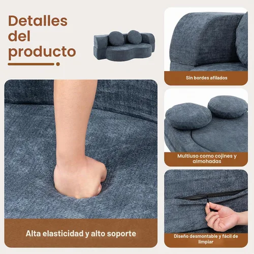 Vista 6 de Shintenchi Sofá cama convertible de 78 pulgadas, sofá cama 2 en 1 sin hueso, sofá biplaza de espuma viscoelástica, cama plegable de invitados con 2