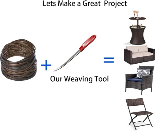 Vista 6 de Kit de reparación de mimbre, material sintético de ratán en relieve, suministros de material de vinilo plástico impermeable para muebles de jardín