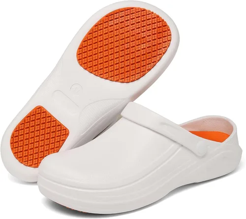 Vista 8 de JSWEI Zapatos de cocina unisex para adultos, antideslizantes, resistentes al agua, para hombres, mujeres, enfermeras, jardineros, interiores