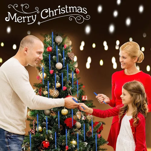 Vista 6 de 30 piezas de carámbanos de plástico trenzados para árbol de Navidad; adornos colgantes para árbol de Navidad, fiesta de Navidad, boda, fiesta