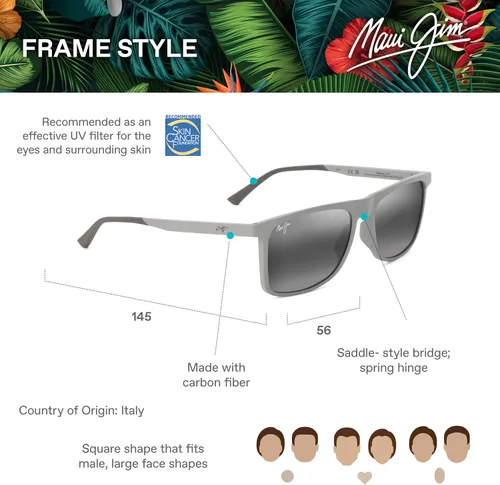 Vista 6 de Maui Jim Gafas de sol cuadradas Makamae