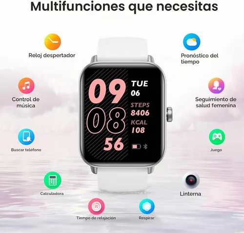 Vista 7 de Relojes inteligentes para hombres, pantalla HD de 1.85 pulgadas, compatible con iPhone/Android (responder/hacer llamadas), más de 110 modos Blanco