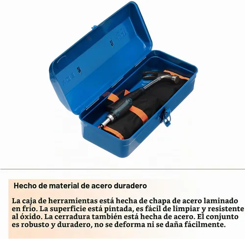 Vista 5 de HARFINGTON Caja de Herramientas 11.4" Caja de Herramientas de Acero Portátil Estilo Techo de Cadera con Cierre de Pestillo de Metal Cofre de Negro