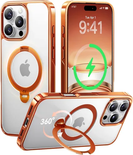 Vista 17 de CASEKOO Funda plateada brillante para iPhone 17 Pro con soporte magnético giratorio de 360 grados [compatible con MagSafe]