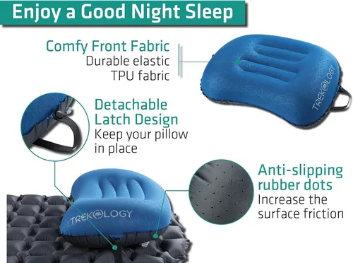 Vista 3 de ALUFT2 - Almohada inflable para campamento, almohada de camping de lujo para mochileros, almohadas de mochilero ultraligera, almohada inflable