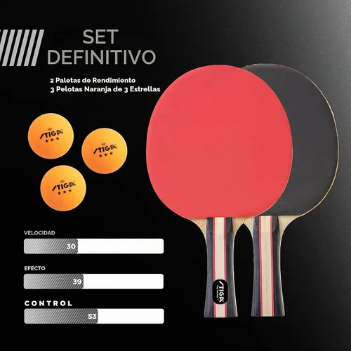 Vista 3 de STIGA Performance 2 or 4 Player Table Tennis Set – USATT Approved Rackets and 3-Star Balls – 5-Ply Blade & Flared Handle – Perfect for Skill
