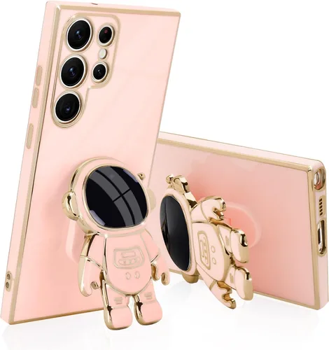 Vista 17 de Pepmune Compatible con Samsung Galaxy S22 5G Funda, Linda Funda de Astronauta 3D con Soporte Rectangular de Silicona Chapada con Protección Completa