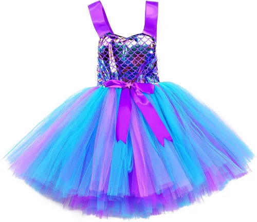 Vista 6 de Tutu Dreams Full Set Mermaid Dress for Girls Birthday Halloween Party Gifts Dress Up Clothes