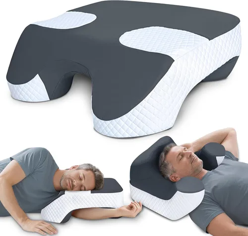 Vista 9 de Almohada para dormir lateral con orificios para los brazos, sistema de Blanco