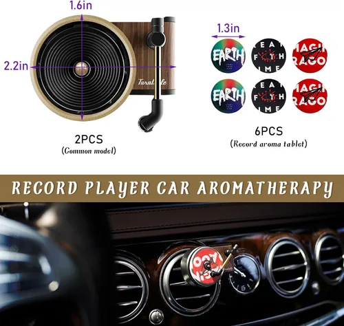 Vista 2 de 2 piezas de clips de ventilación para ambientadores de coche, ambientadores retro de tocadiscos para mujeres, difusores de perfume con cubierta