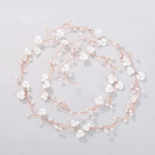 Vista 3 de YERTTER Diademas de perlas hechas a mano con cristales florales para bodas, fiestas, accesorios para el cabello de novia, para mujeres y novias