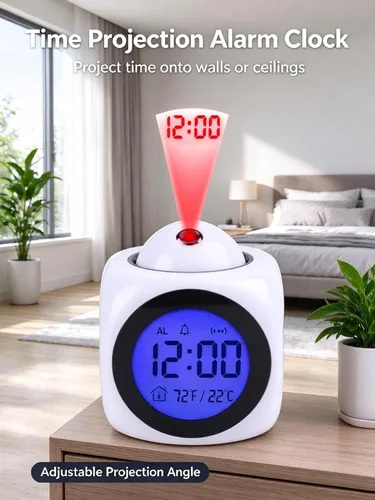 Vista 2 de Reloj despertador de proyección con informe de tiempo de voz