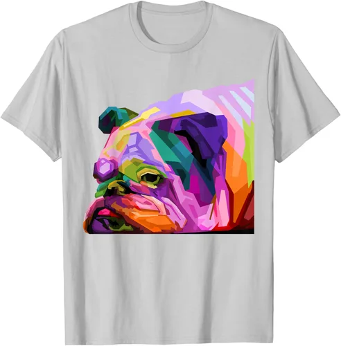 Vista 49 de Camiseta de retrato pop artístico de bulldog británico inglés para dueños de perros, Negro, S