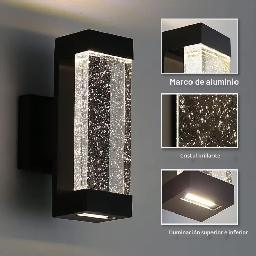 Vista 2 de Cerdeco Lámpara de pared para exteriores de 11.4 pulgadas, cristal