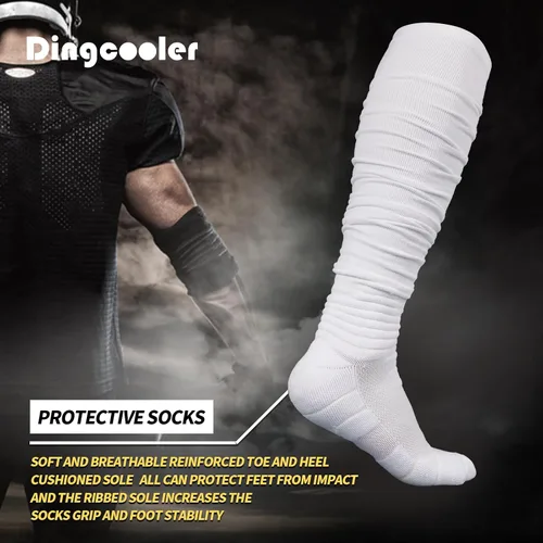 Vista 4 de Paquete de 2 calcetines de fútbol Scrunch, calcetines deportivos acolchados extra largos para hombres y mujeres