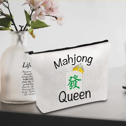 Vista 4 de JXGZSO Mahjong Queen Lucky Bag Game Tiles Travel Storage Mahjong Juego de mesa con cremallera, regalo para los amantes de Mahjong, Reina de Mahjong