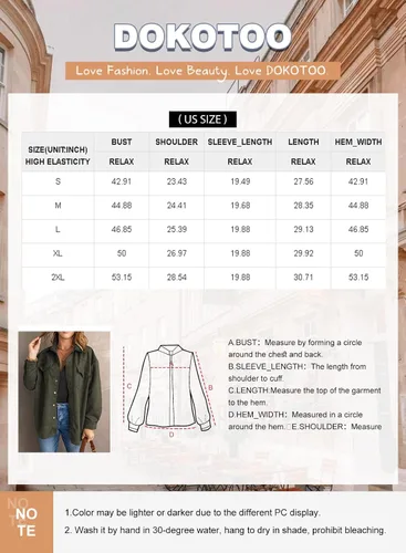 Vista 6 de Dokotoo Chaquetas para mujer, con botones, manga larga, casual, de gamuza sintética, abrigos