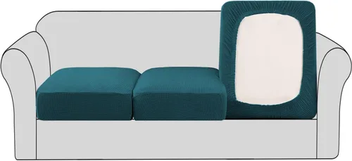 Vista 30 de H.VERSAILTEX - Fundas elásticas para cojín de sofá individual, fundas de asiento para silla de sofá, protector de cojín con tejido jacquard de sarga