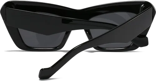 Vista 3 de SUNBSR - Lentes de sol cuadrados retro de ojo de gato para hombres y mujeres estilo de los años 90 con marco grueso con elegantes bordes facetados