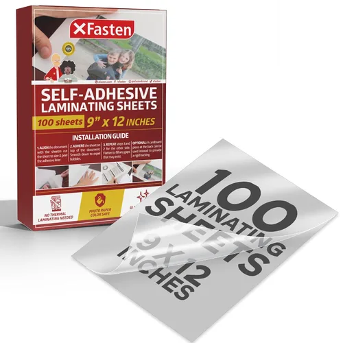 Vista 9 de XFasten Hojas laminadoras autoadhesivas, 9 x 12 pulgadas (paquete de 50), 4.76 pulgadas de grosor