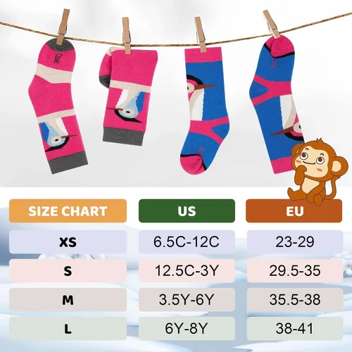 Vista 3 de Calcetines de esquí de lana merino para niños 2 pares, calcetines térmicos cálidos hasta la rodilla de invierno para snowboard y patinaje para niños