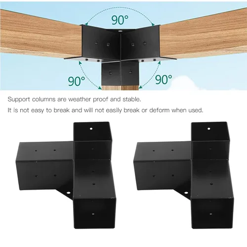Vista 4 de Soporte de pérgola de acero con revestimiento inoxidable, estructura resistente y fácil montaje para carpintería al aire libre (8 piezas)