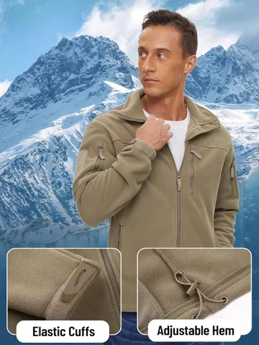Vista 5 de TACVASEN Chaqueta de forro polar para hombre, chaqueta de invierno con cremallera completa, chaqueta táctica ligera, abrigos de senderismo al aire