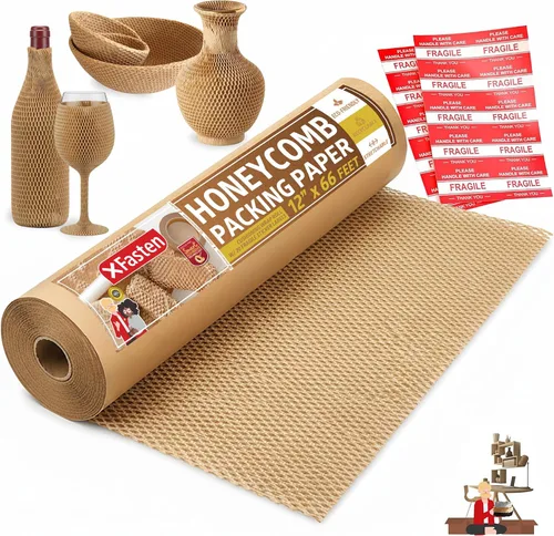 Vista 11 de Papel de embalaje de panal de abeja negro para mudanzas de 12 pulgadas x 66 pies de envoltura de burbuja de panal de abeja, papel de embalaje